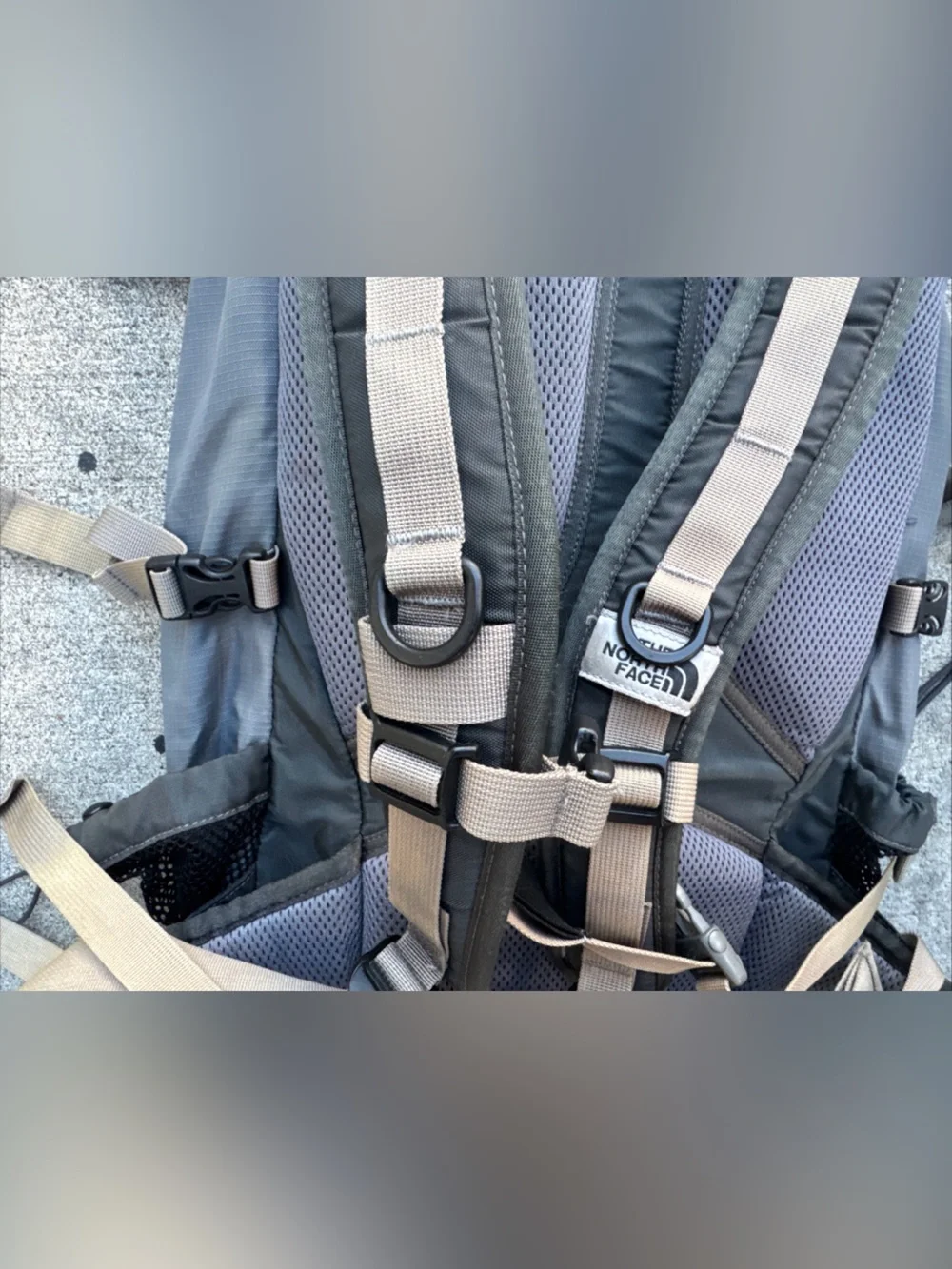 The North Face Gray, Black and Red Hiking Backpack
